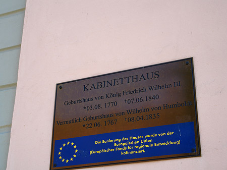 Foto Schild am Kabinetthaus - Potsdam